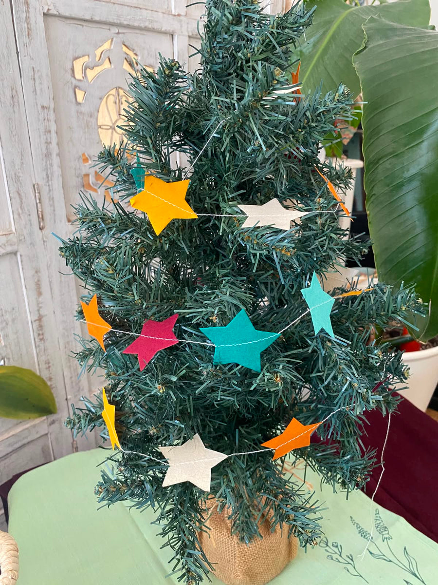 Dhukuti Handmade Multicoloured Paper Star Garland