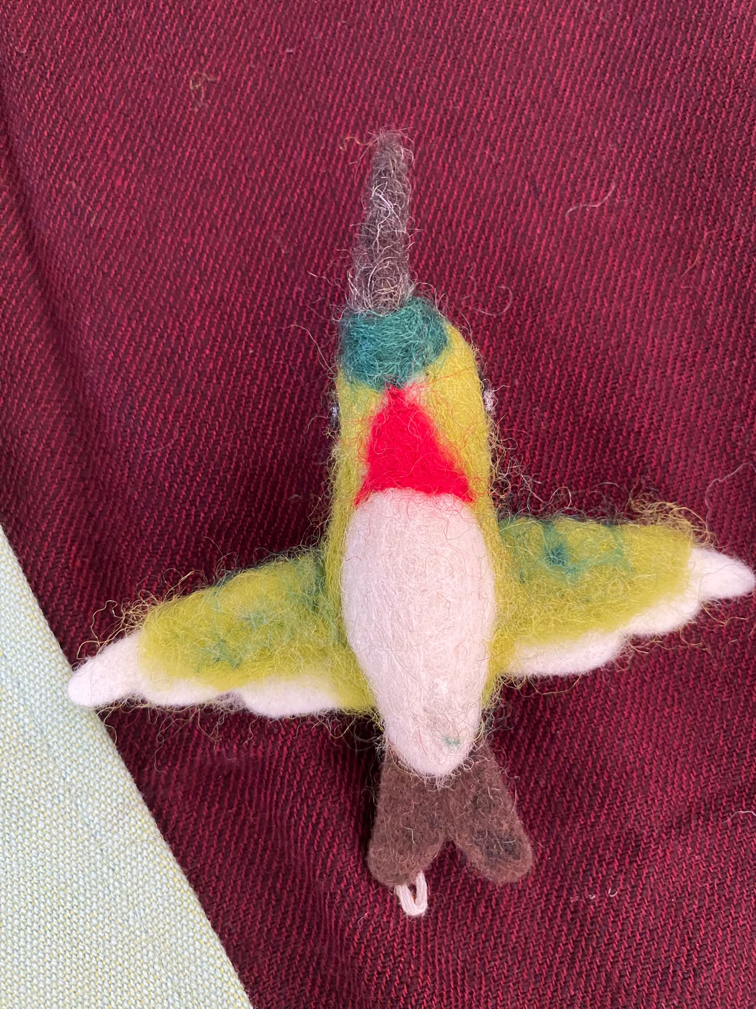 Dhukuti Handmade Felt Peppy Spring Bird Green