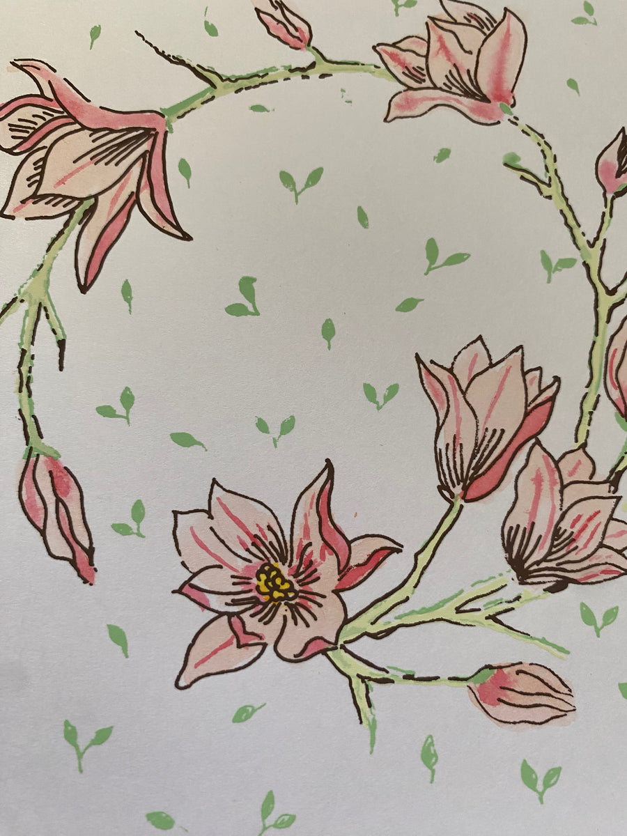 Magnolia Bloom – Fair Trade, Hand Screen Printed Greeting Card (Silence India)