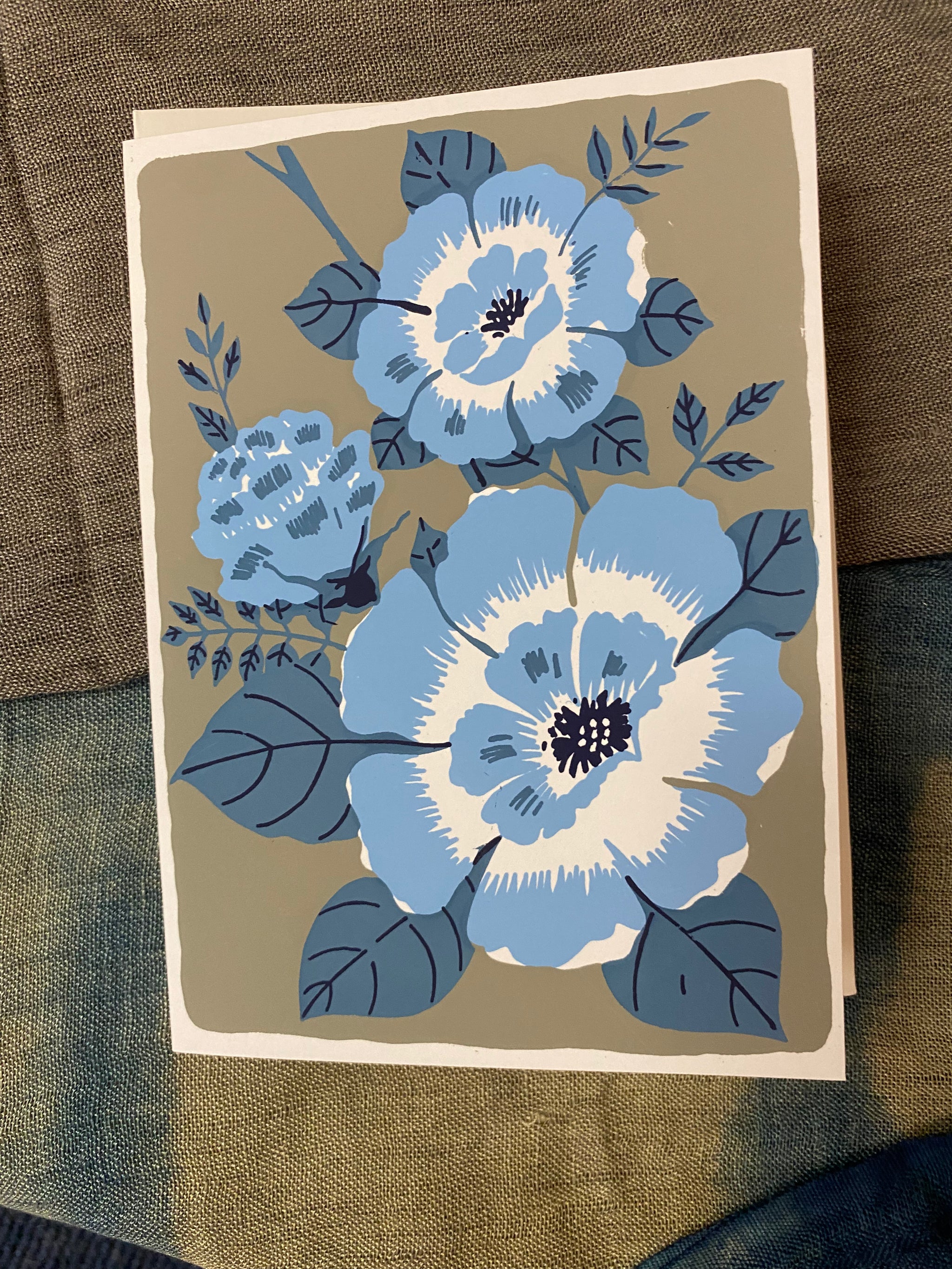 Blue Bloom Statement – Fair Trade, Hand Screen Printed, Hand Painted Greeting Card (Silence India)