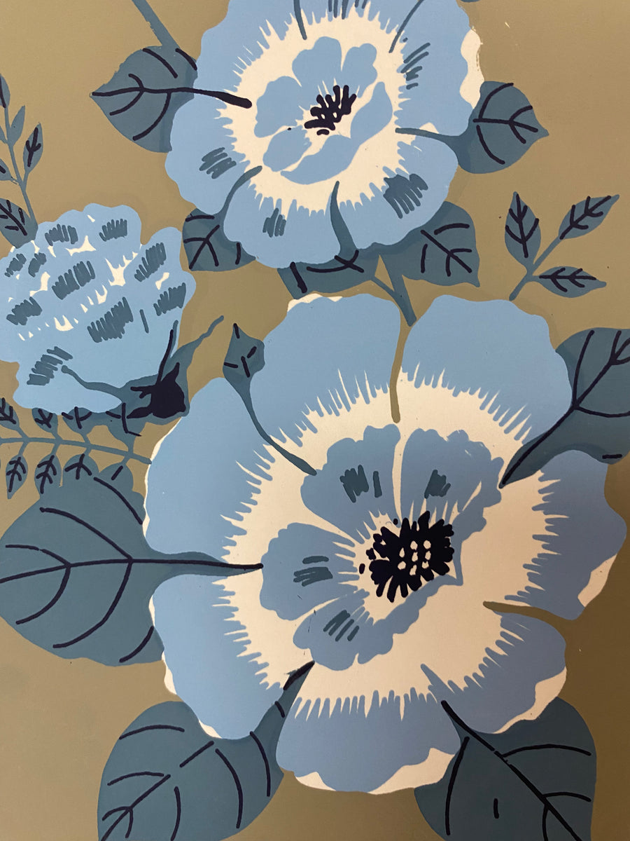 Blue Bloom Statement – Fair Trade, Hand Screen Printed, Hand Painted Greeting Card (Silence India)