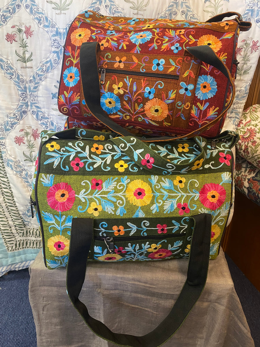 Small Embroidered Duffel - Travel Bag (Empowering Local Women -Nepal)