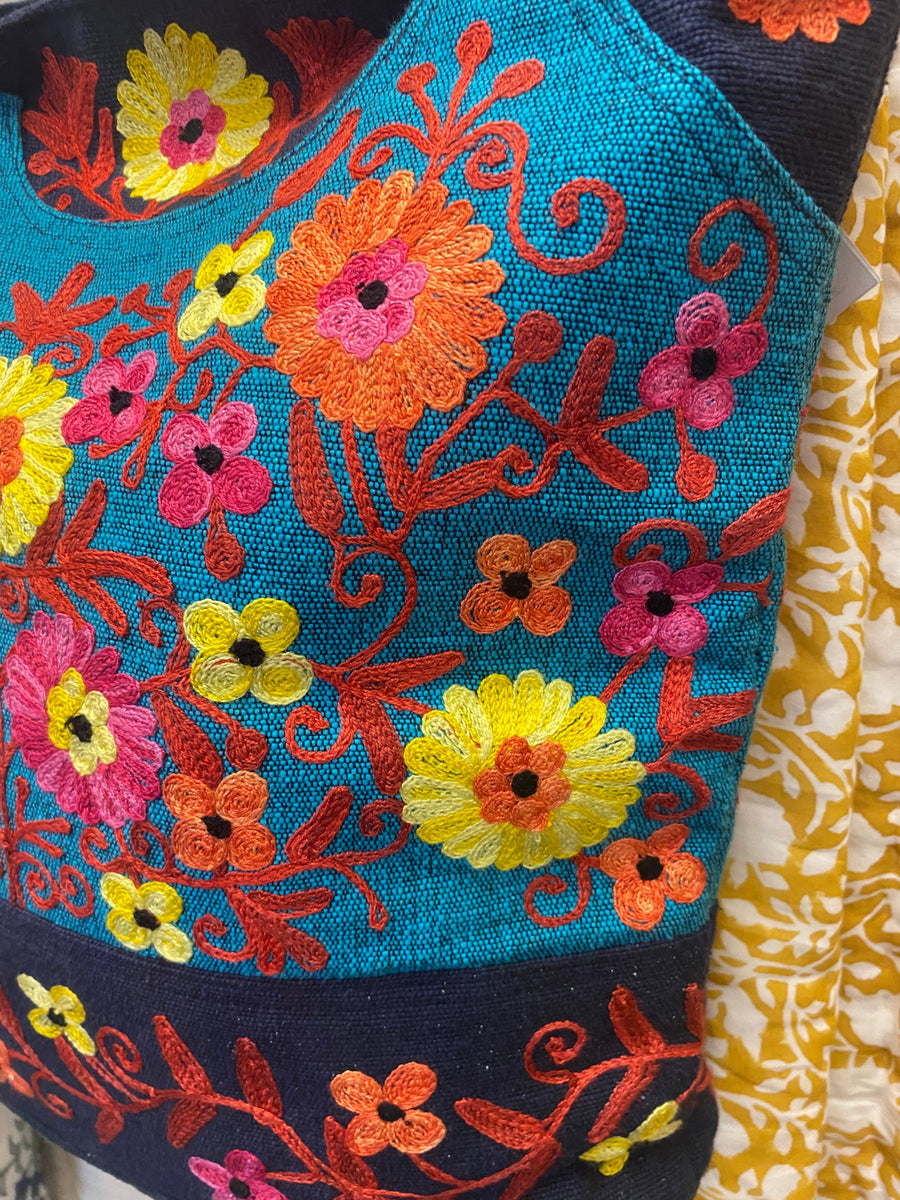 Large Embroidered Shoulder Bag (Local Women's Handicraft -Nepal)