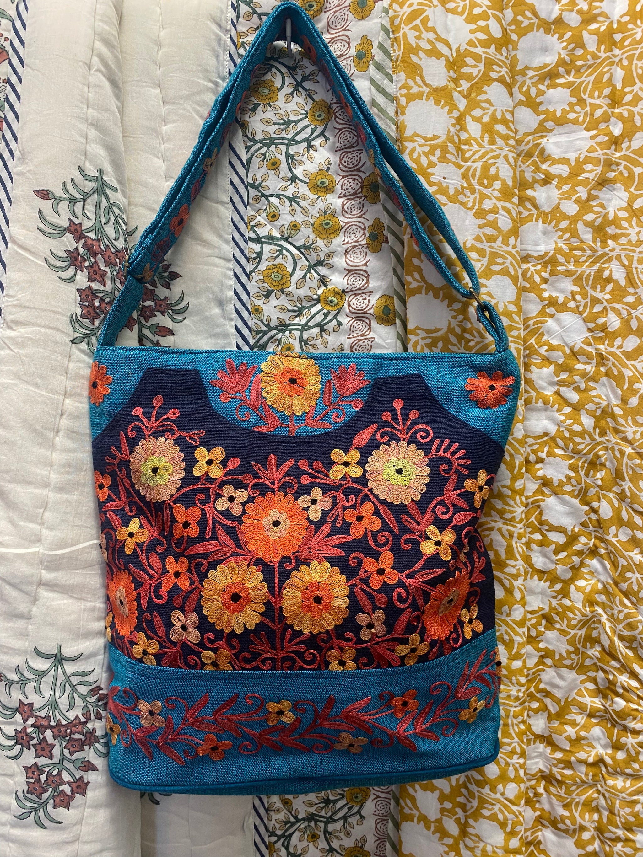 Large Embroidered Shoulder Bag (Local Women's Handicraft -Nepal)