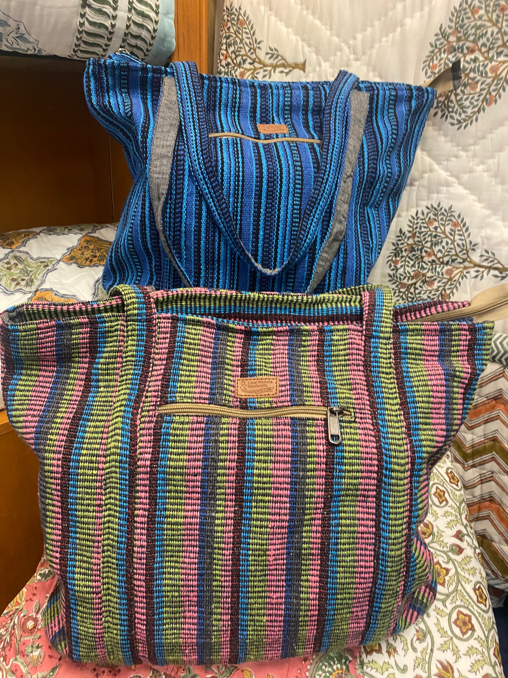 Large Handwoven Cotton Tote Handbag (Local Women's Handicraft -Nepal)