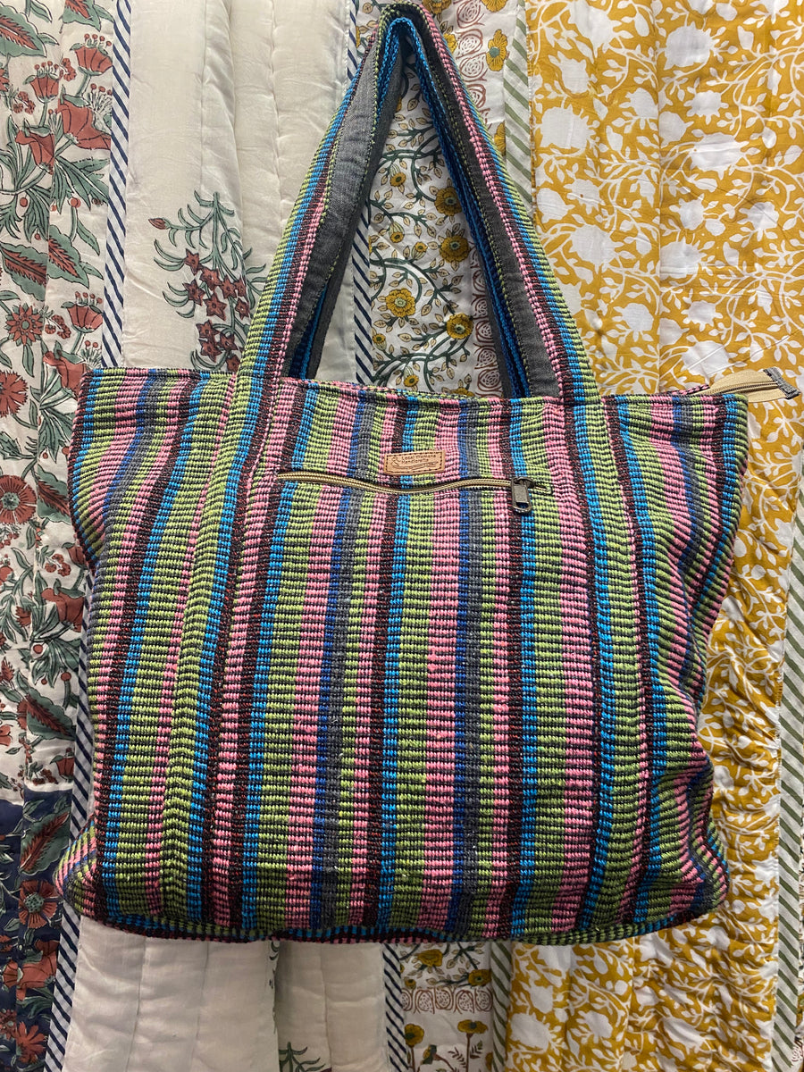 Large Handwoven Cotton Tote Handbag (Local Women's Handicraft -Nepal)