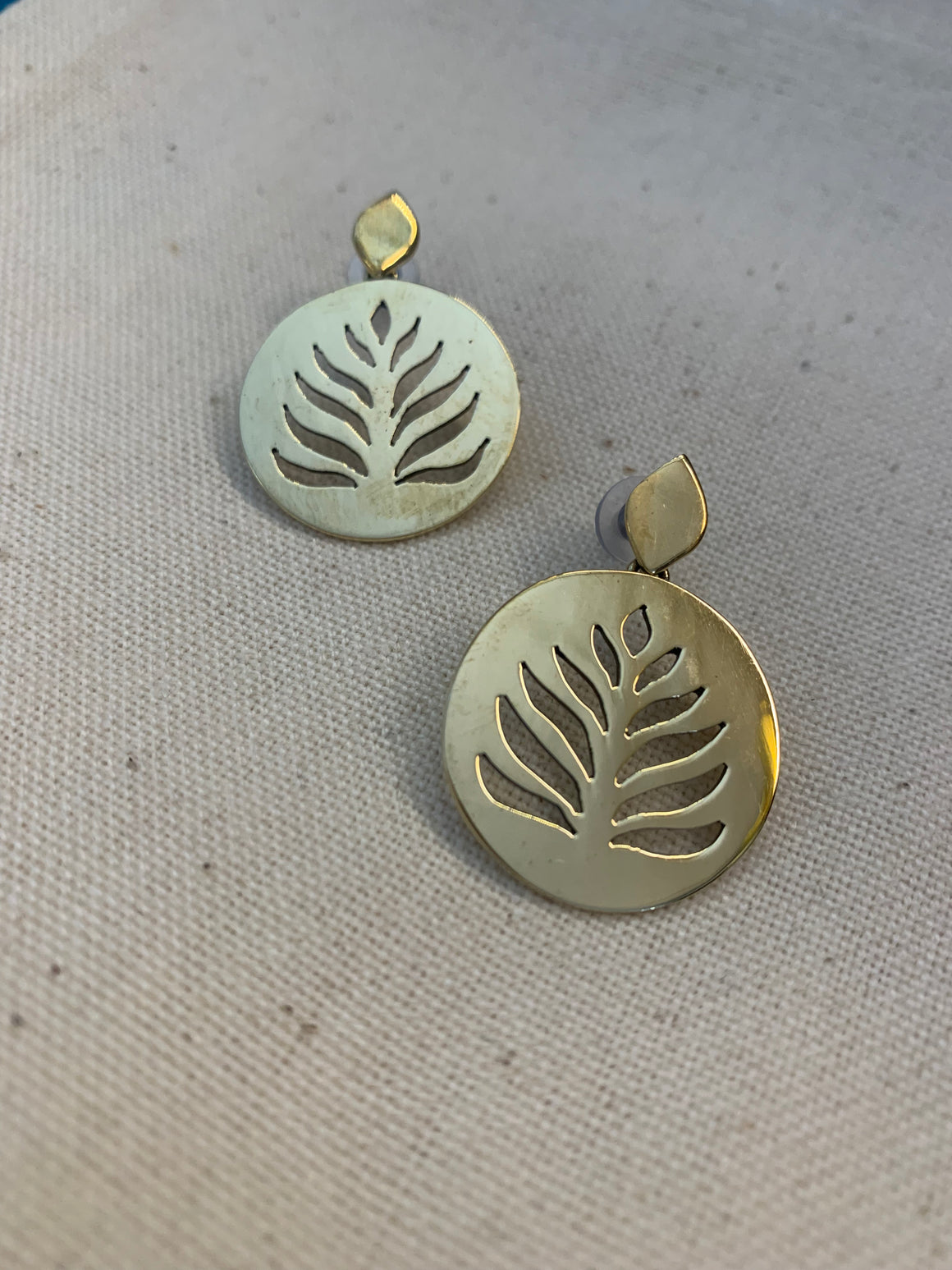 Handcrafted Brass Fern Stud Earrings – Timeless Artisan Statement Jewellery (ACP Nepal)