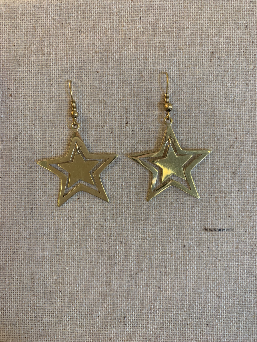 Handcrafted Brass Star Earrings – Timeless Artisan Statement Jewellery (ACP Nepal)