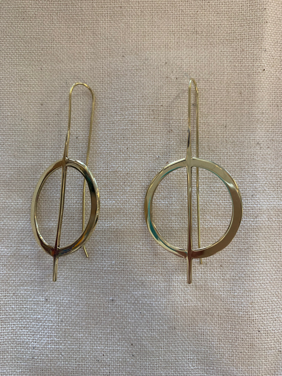 Handcrafted Brass Axis Circle Earrings – Timeless Artisan Statement Jewellery (ACP Nepal)