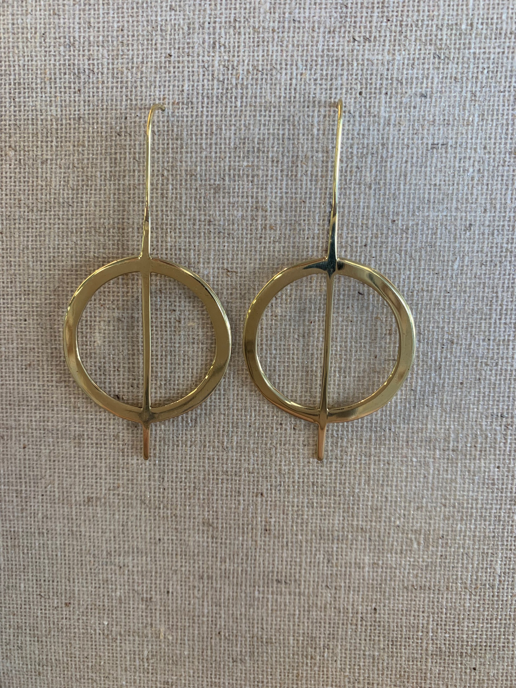Handcrafted Brass Axis Circle Earrings – Timeless Artisan Statement Jewellery (ACP Nepal)