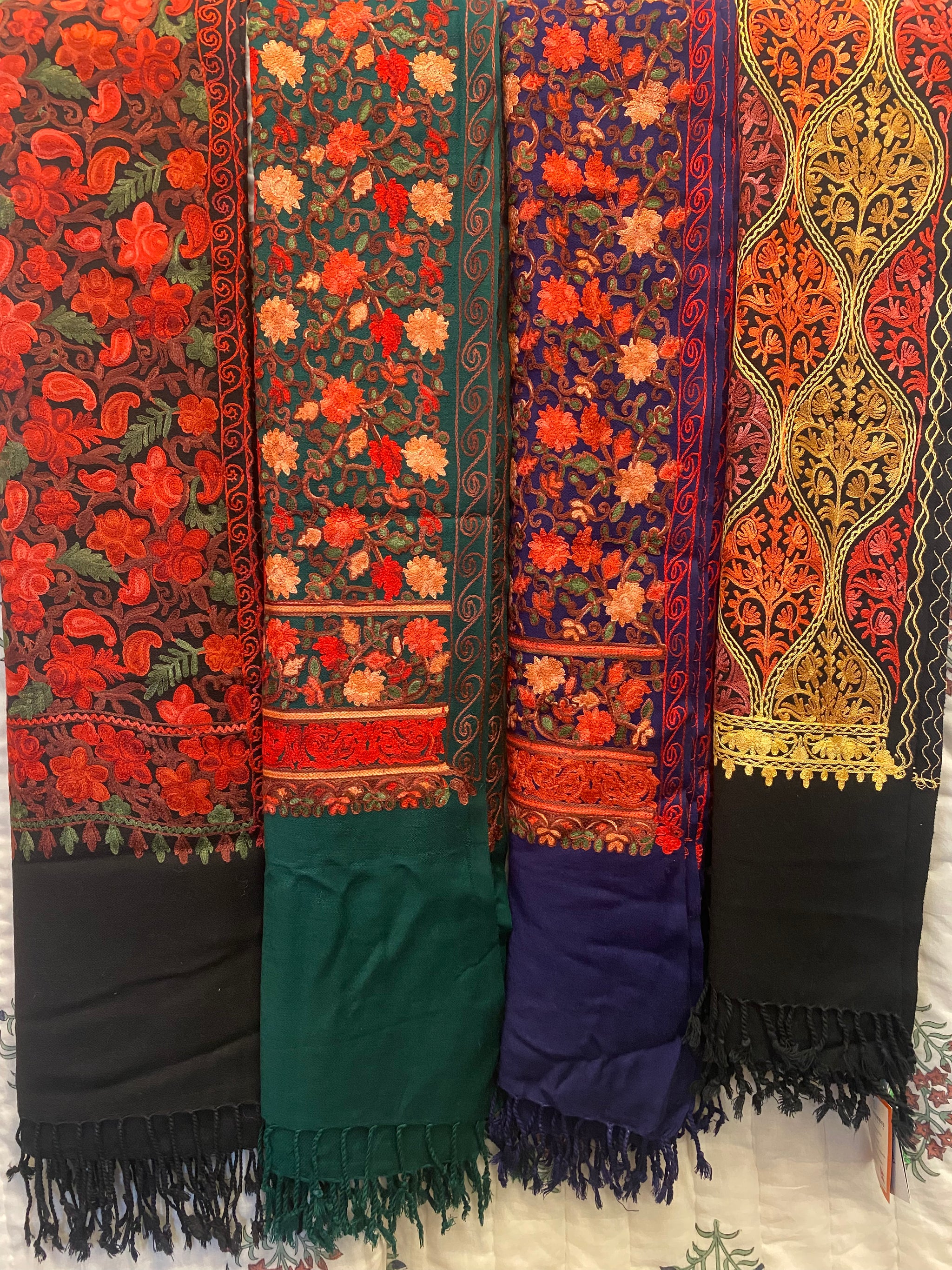 Hand Embroidered Floral Shawl – Local Women's Handicrafts (Nepal)