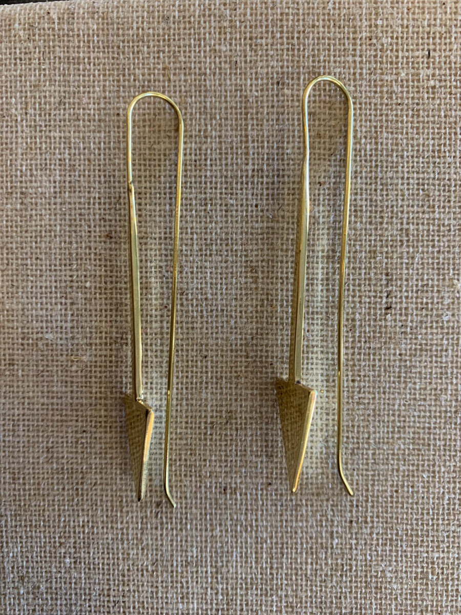 Handcrafted Brass Dropped Arrow Earrings – Timeless Artisan Statement Jewellery (ACP Nepal)