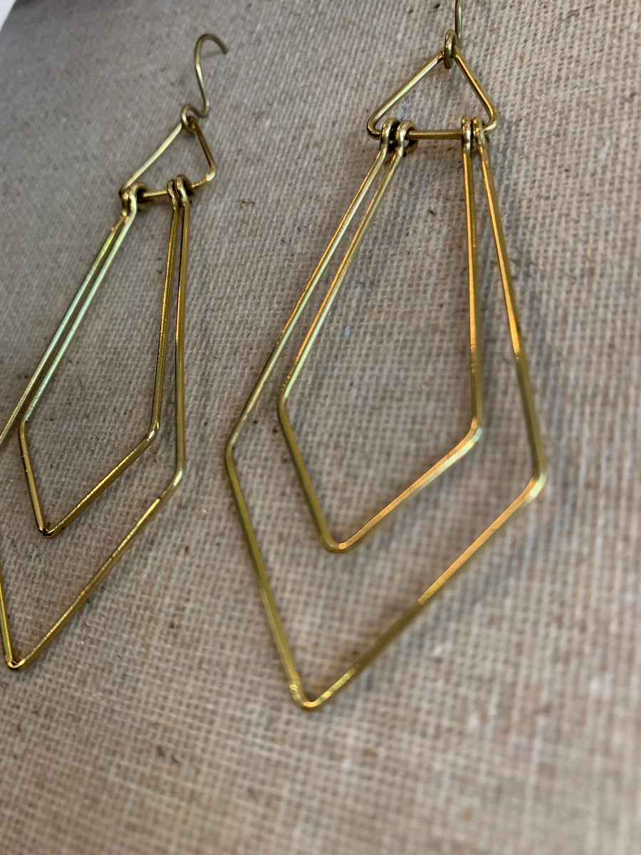 Handcrafted Brass Double Wire Axis Earrings – Timeless Artisan Statement Jewellery (ACP Nepal)