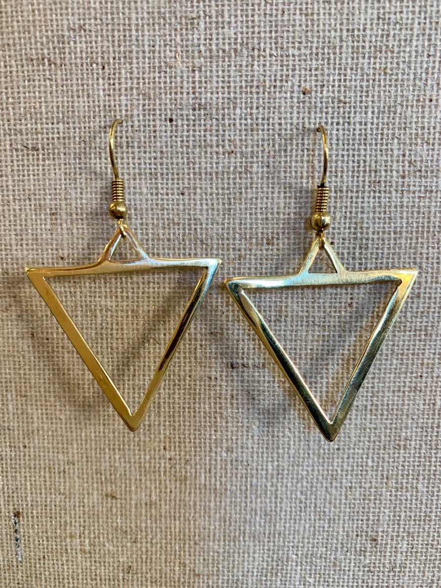 Handcrafted Brass Water Symbol Earrings – Timeless Artisan Statement Jewellery (ACP Nepal)