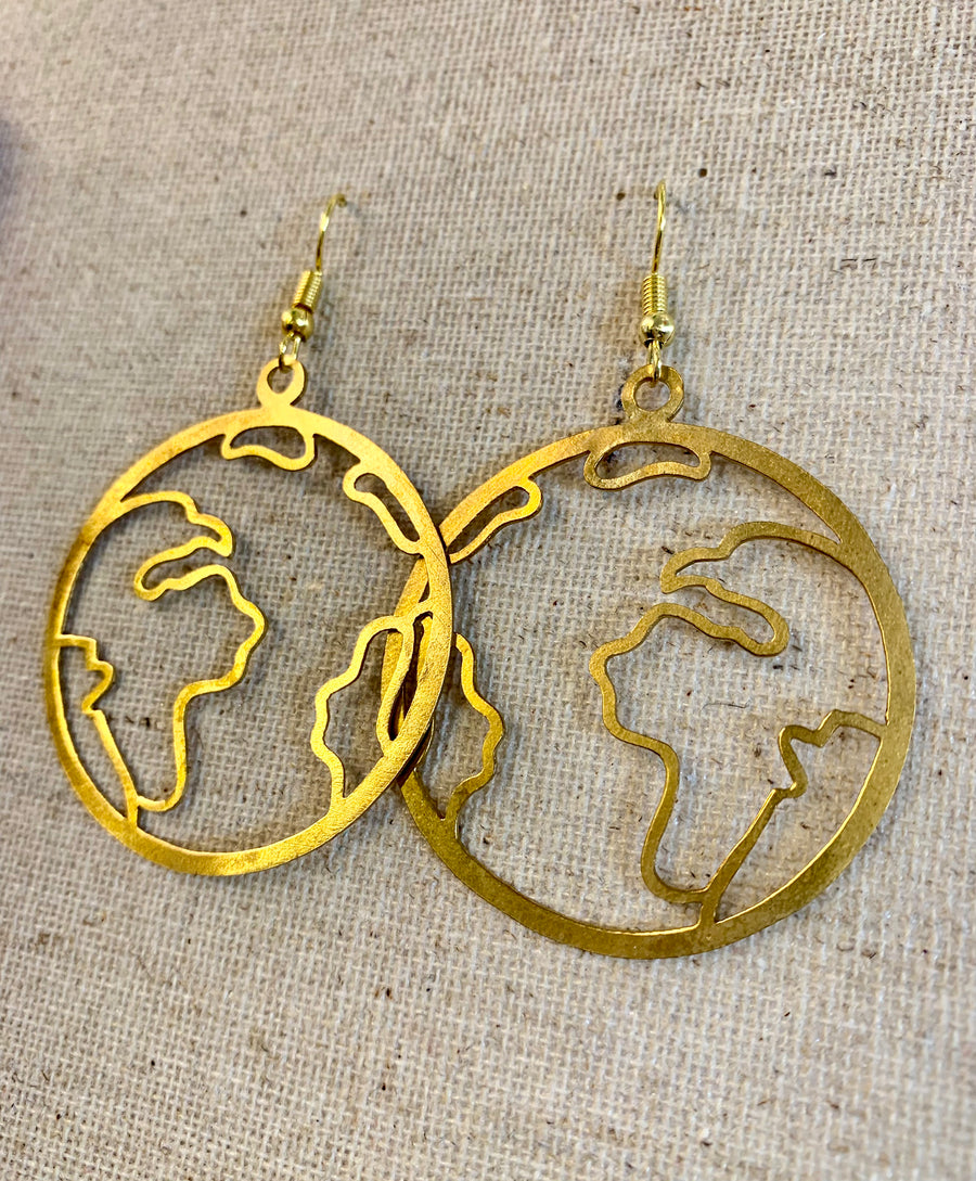Handcrafted Brass Planet Earrings – Timeless Artisan Statement Jewellery (ACP Nepal)