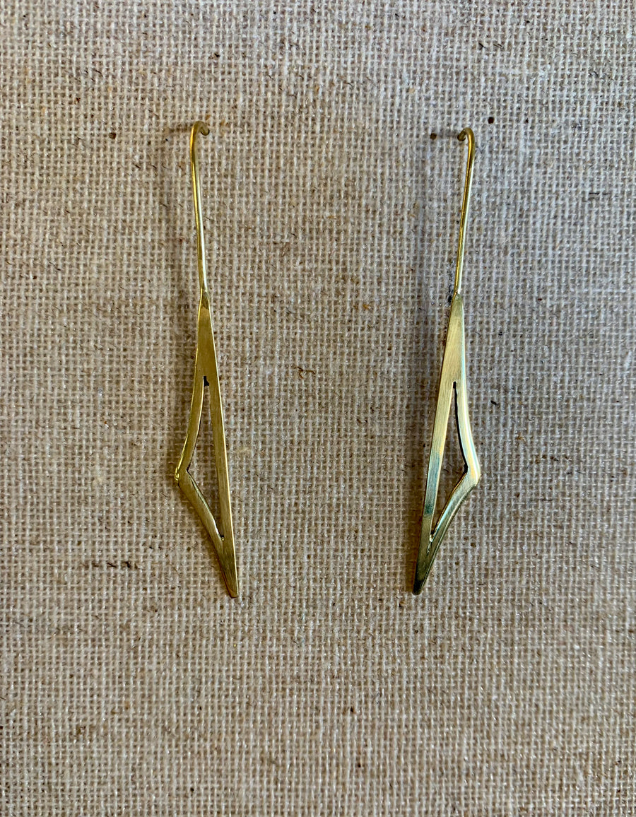 Handcrafted Brass Dropped Sper Earrings – Timeless Artisan Statement Jewellery (ACP Nepal)