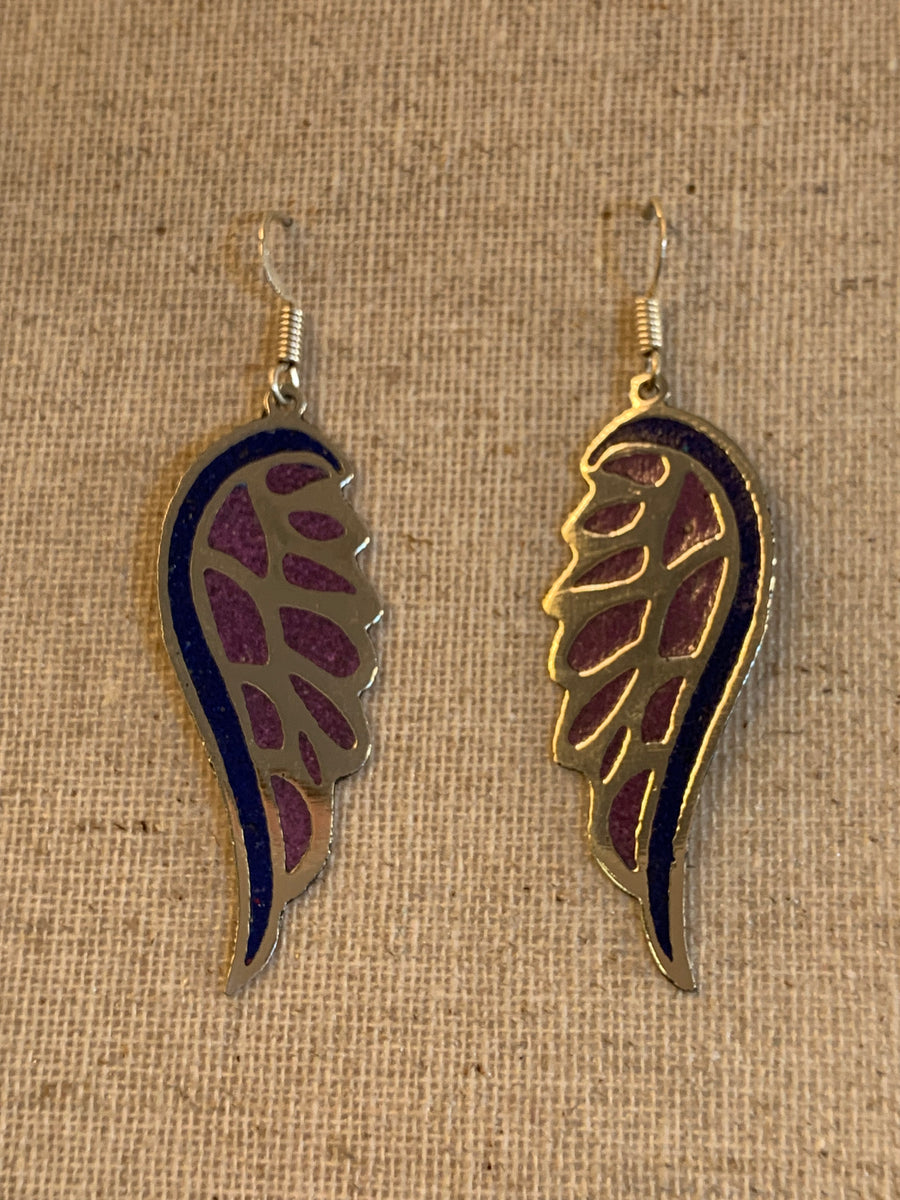 Handcrafted Brass Enamelled Wing Earrings – Timeless Artisan Statement Jewellery (ACP Nepal)