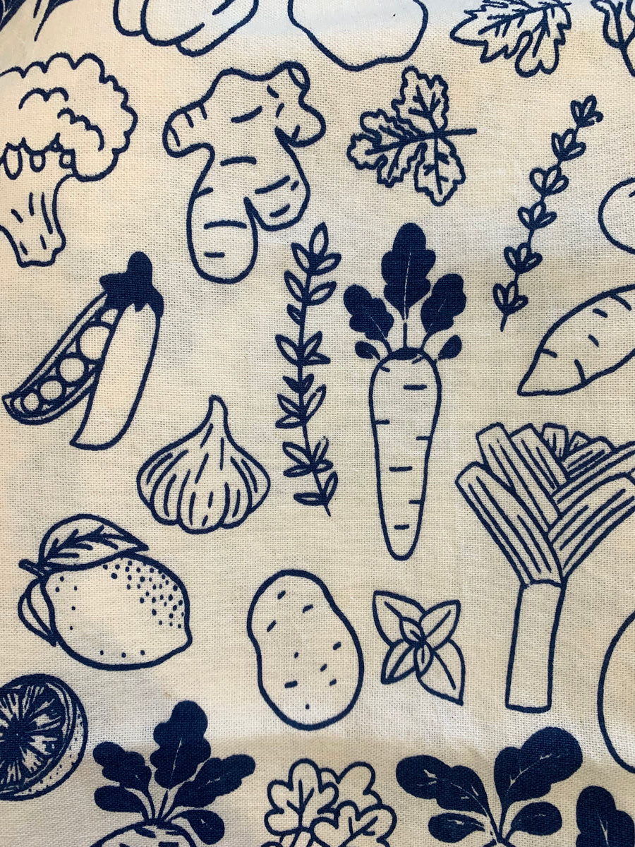Vegetable Print Design Tea Towel – Fair Trade Handwoven Cotton Kitchen Towel (Nepal)