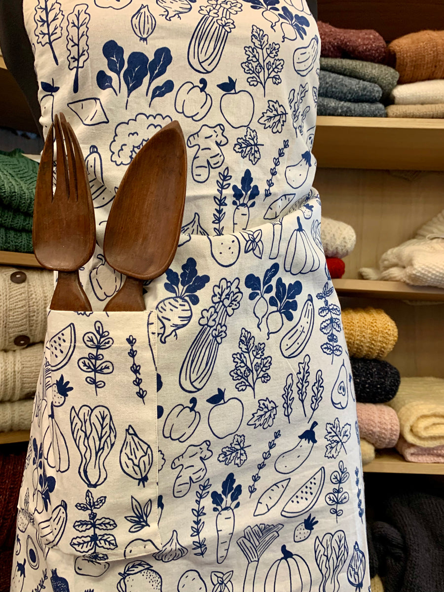 Vegetable Design Printed Apron - Handwoven Cotton Apron (Mahaguthi Nepal)