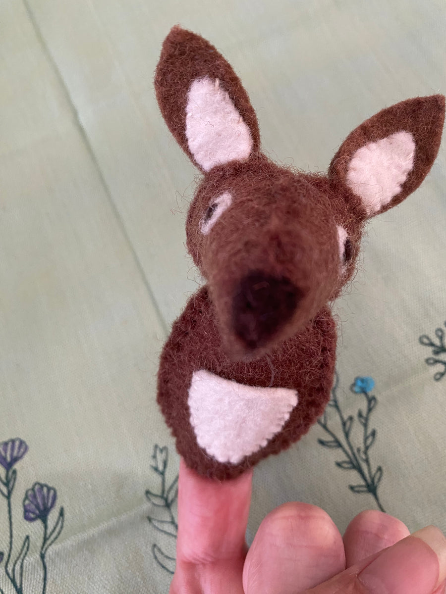 Handcrafted Brown Felt Kangaroo Finger Puppet – Fair Trade Educational Toy (ACP Nepal)