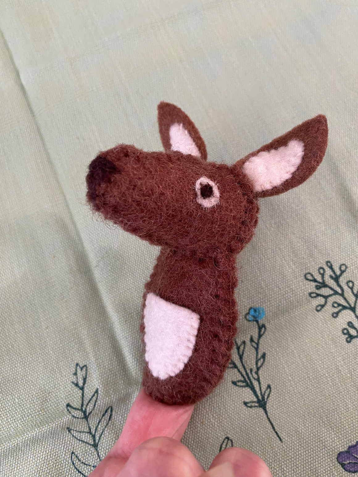 Handcrafted Brown Felt Kangaroo Finger Puppet – Fair Trade Educational Toy (ACP Nepal)