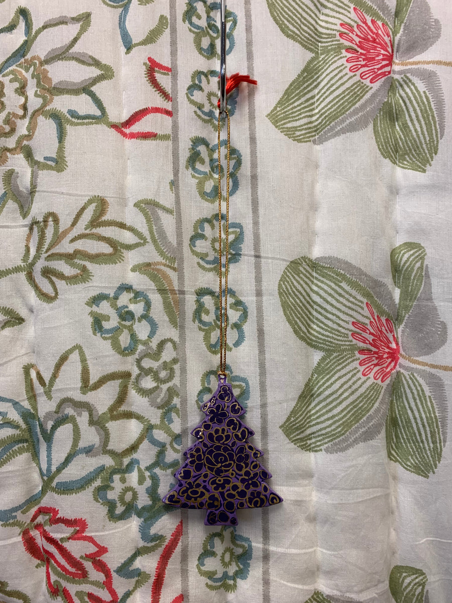 Hand Painted Wooden Small Christmas Tree Decoration - Traditional Floral Designs – Fair Trade Kashmiri Christmas Ornament