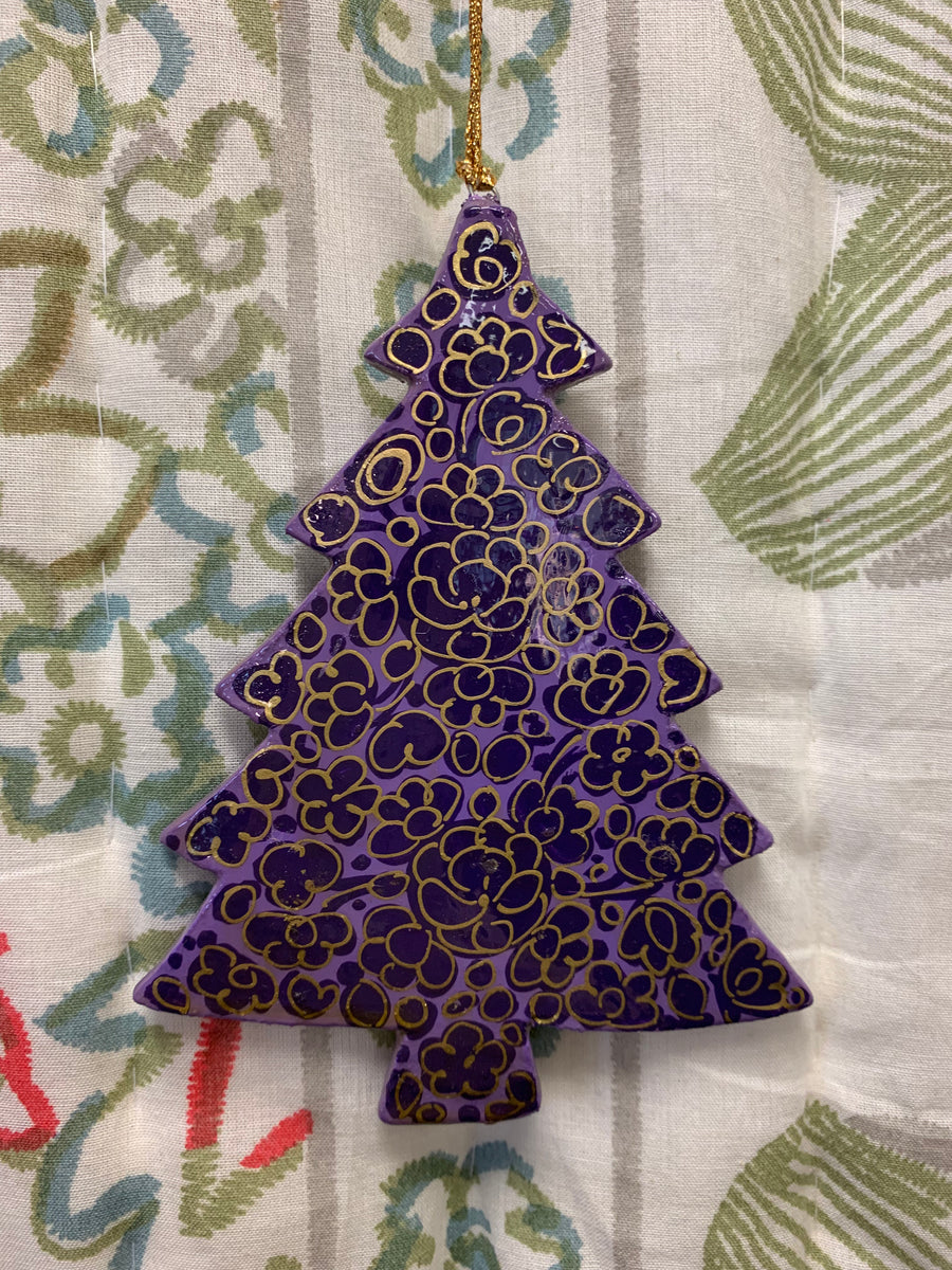Hand Painted Wooden Large Christmas Tree Decoration - Traditional Floral Designs – Fair Trade Kashmiri Christmas Ornament