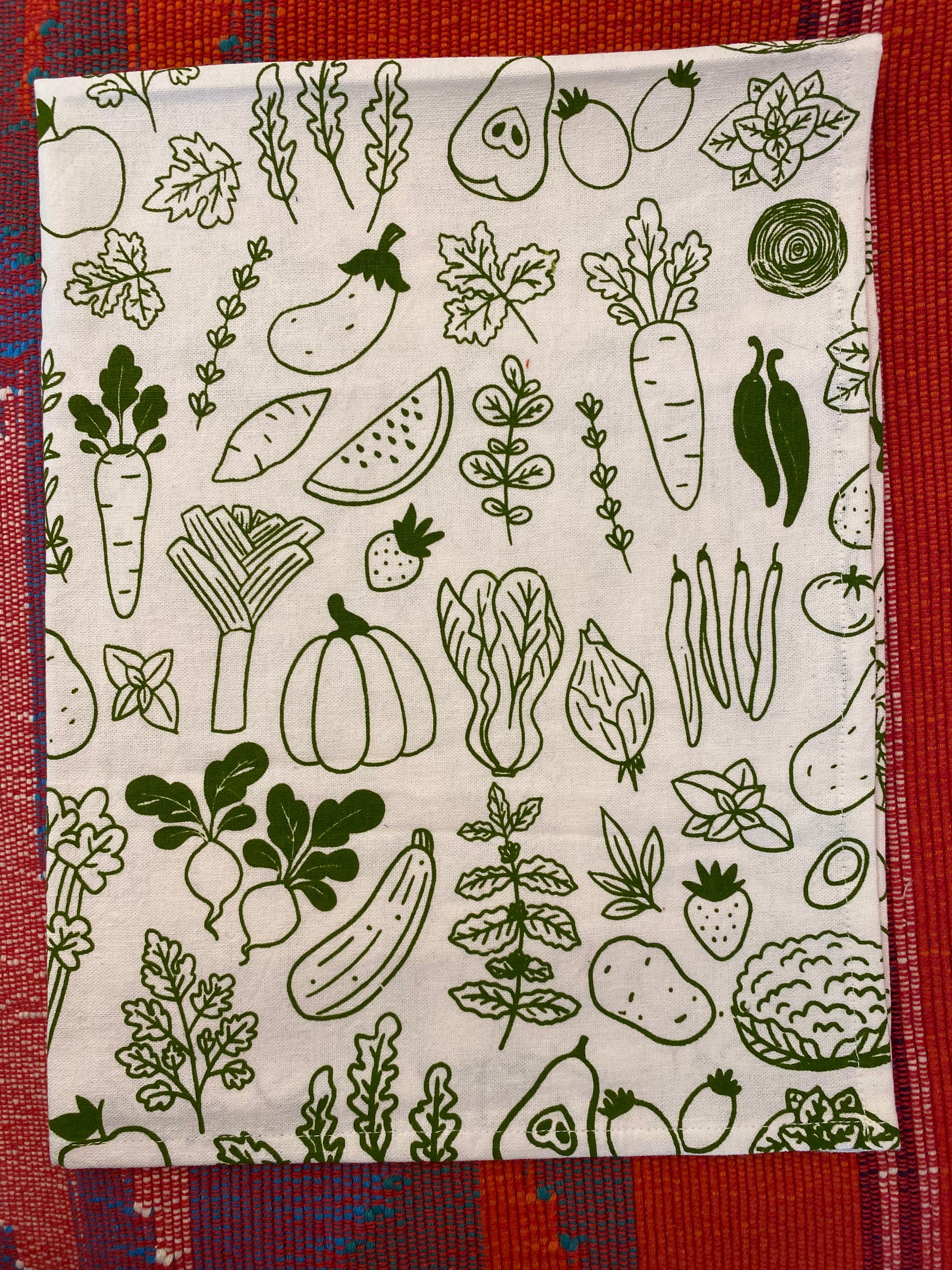 Green Vegetable Tea Towel – Fair Trade Handwoven Cotton Kitchen Towel (Nepal)