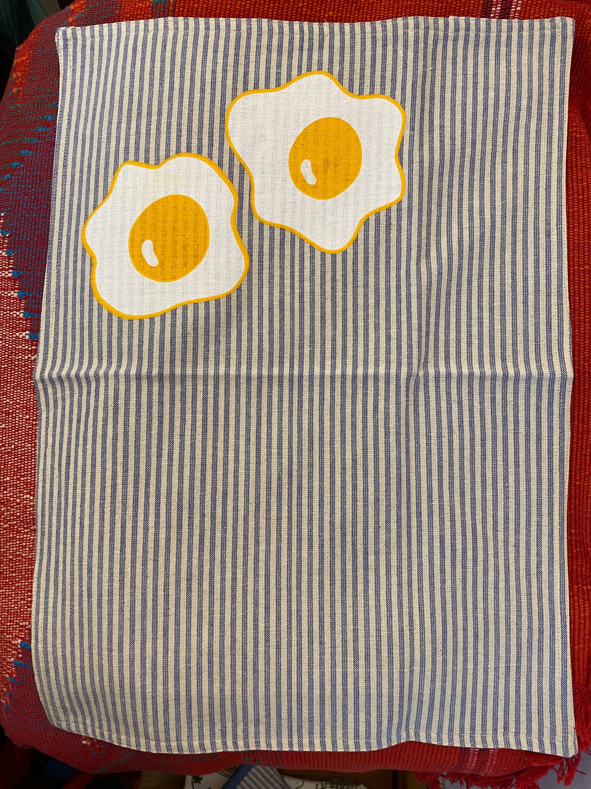 Fried Egg Placemat – Fair Trade Handwoven Cotton Placemat (Nepal)