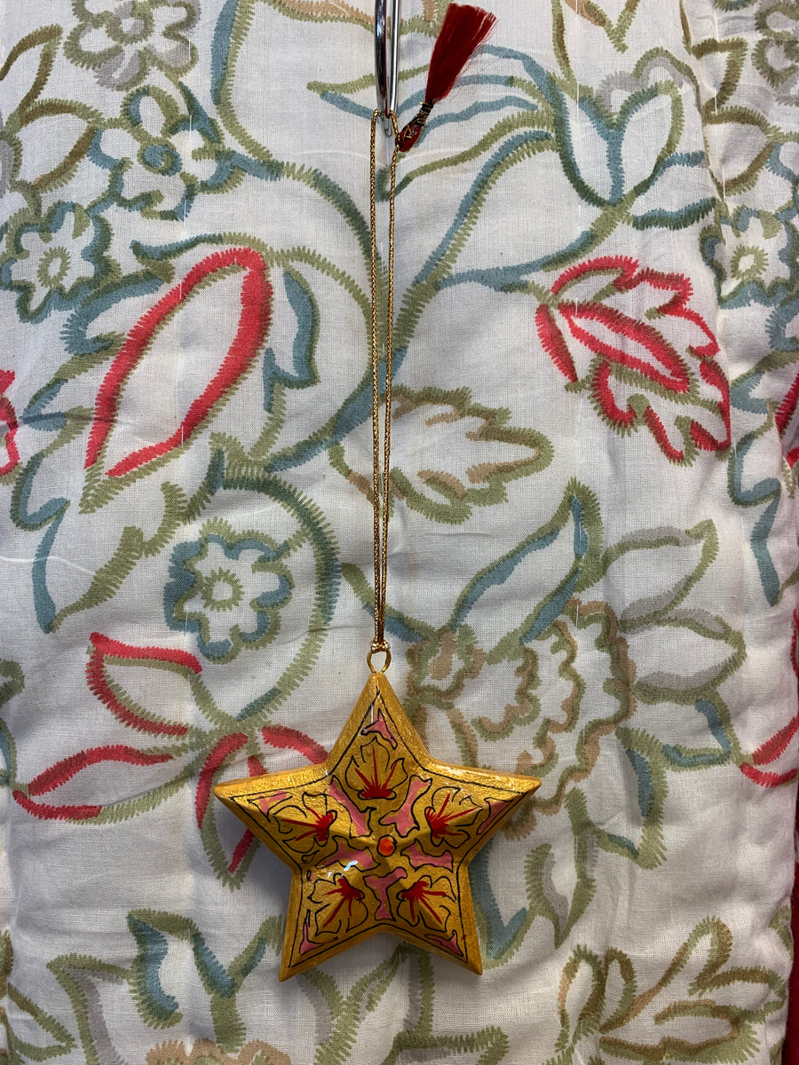 Hand Painted Star Decoration - Traditional Floral Designs – Fair Trade Kashmiri Christmas Ornament