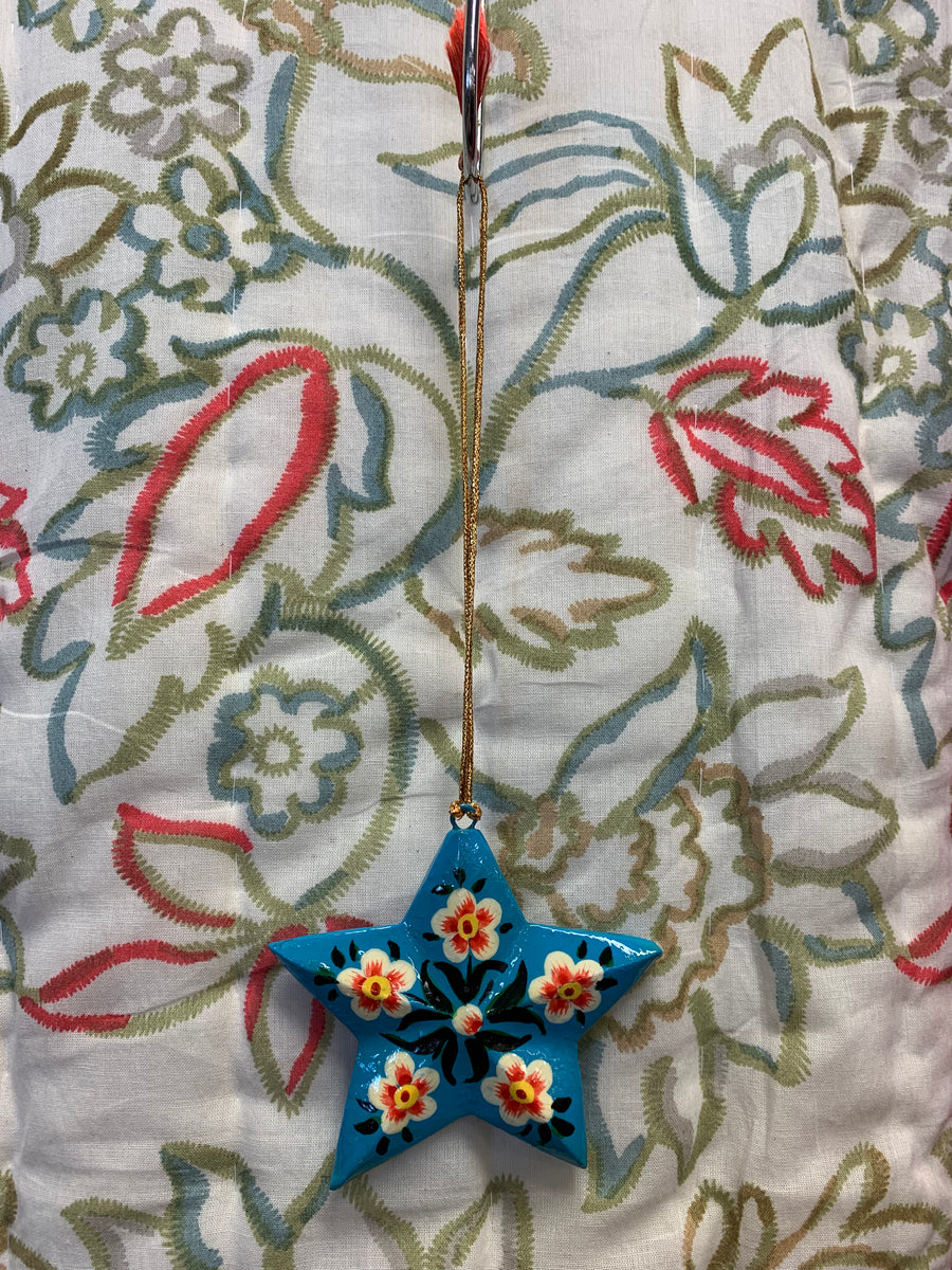 Hand Painted Star Decoration - Modern Floral Designs – Fair Trade Kashmiri Christmas Ornament
