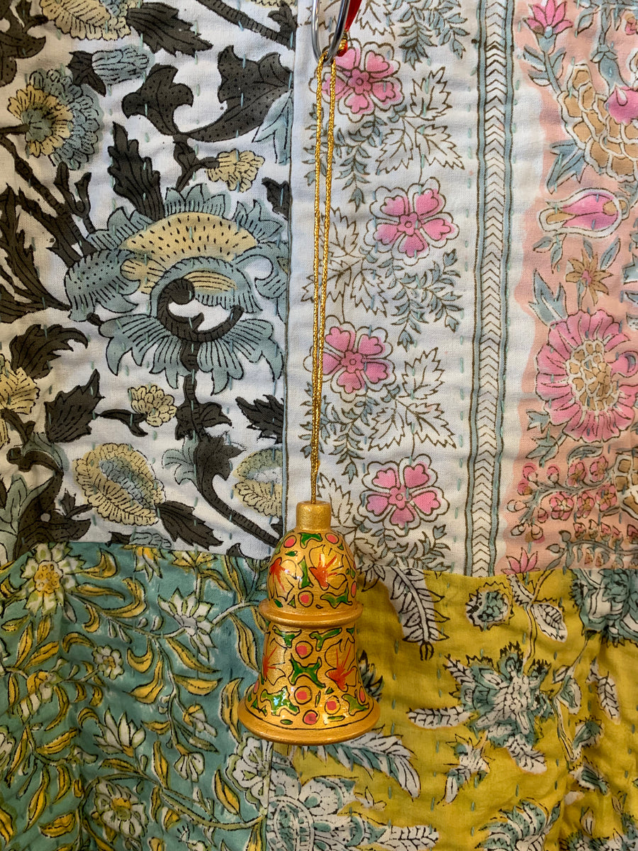 Hand Painted Wooden Large Bell Decoration - Traditional Floral Designs – Fair Trade Kashmiri Christmas Ornament