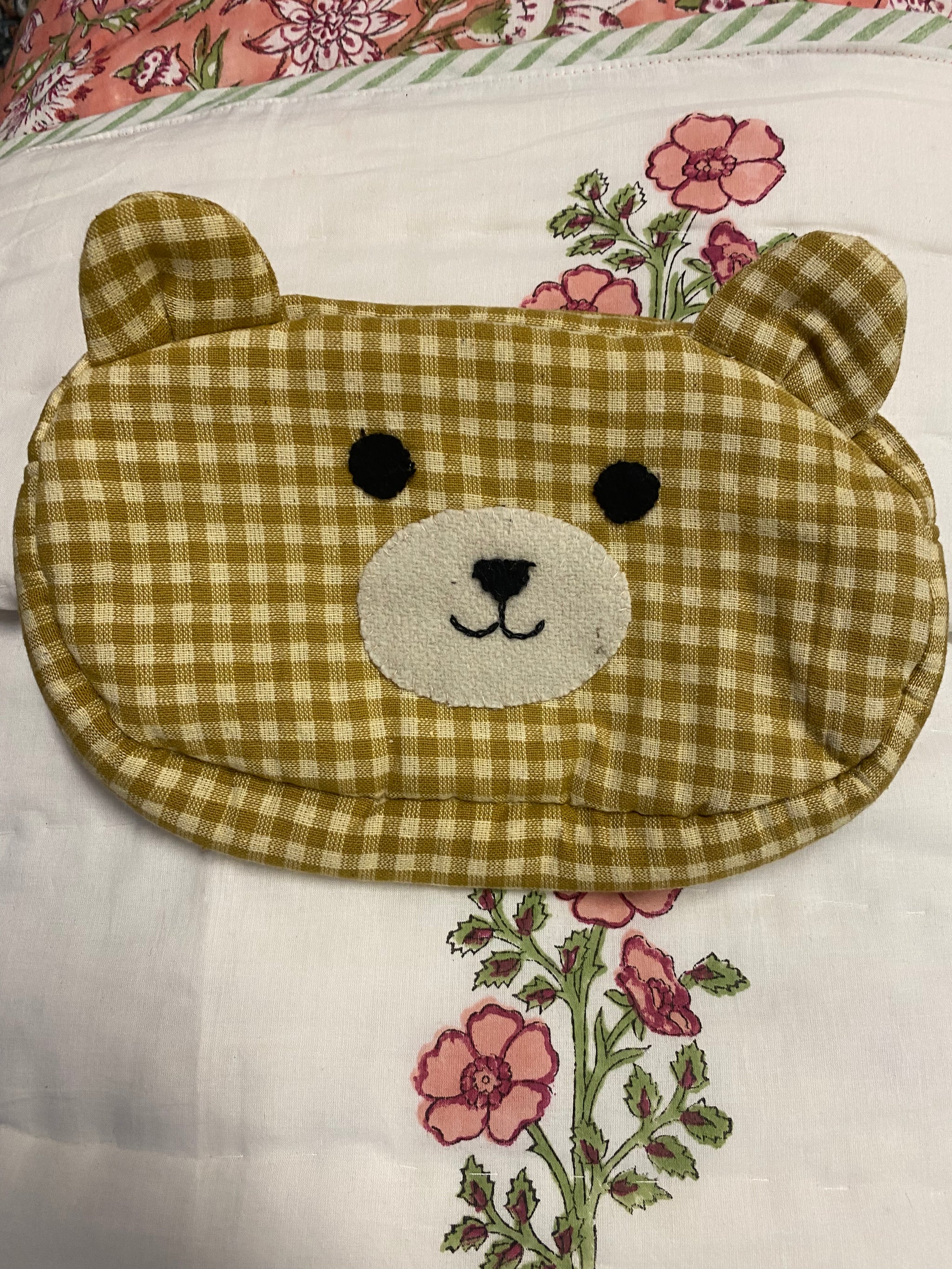 Teddy Check Padded Purse – Fair Trade Handwoven Cotton Pencil Case & Wash Bag - Mahaguthi Nepal