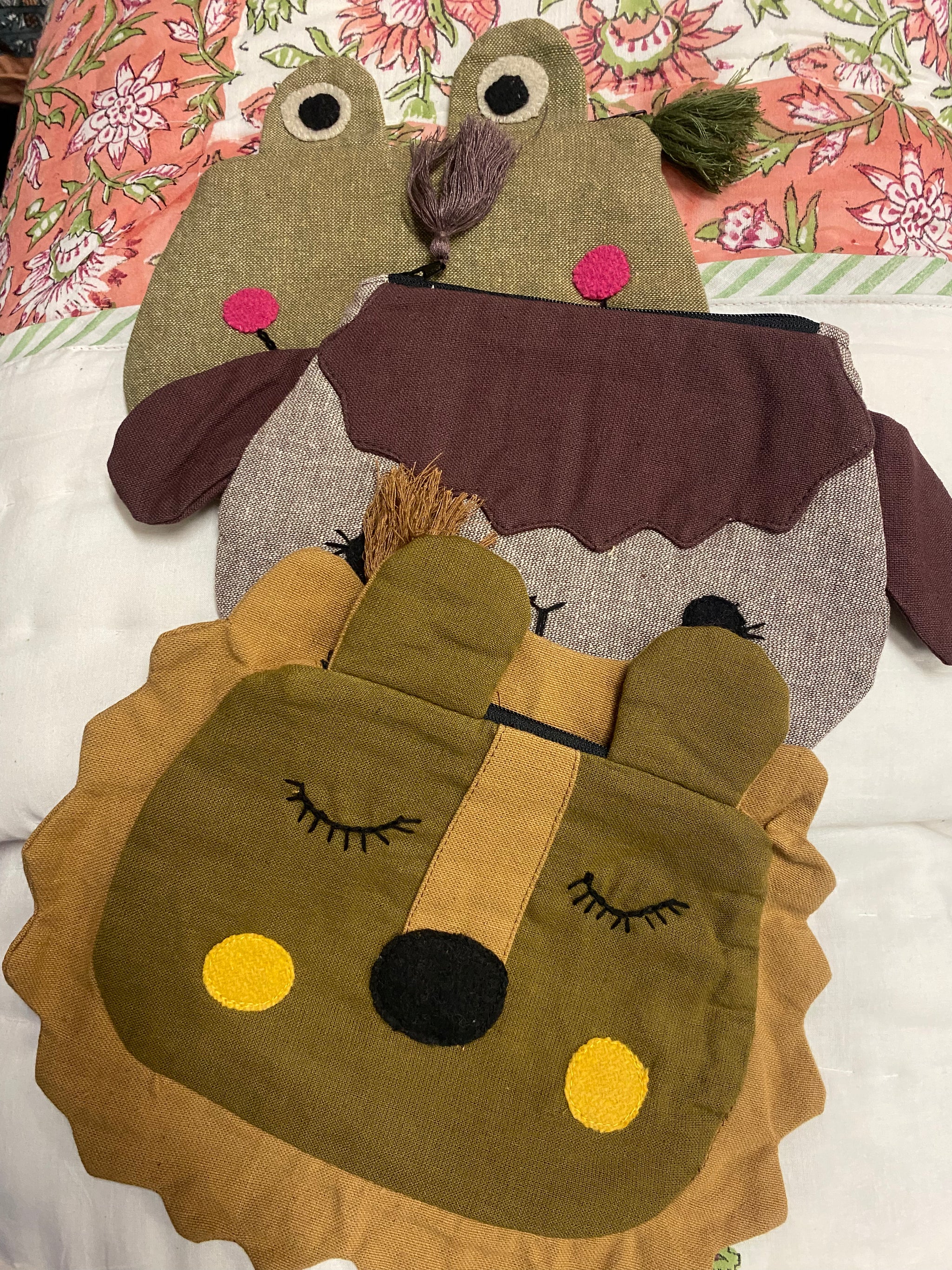 Animal Face Zip Purse – Fair Trade Handwoven Cotton Coin & Card Wallet Assorted - Mahaguthi Nepal