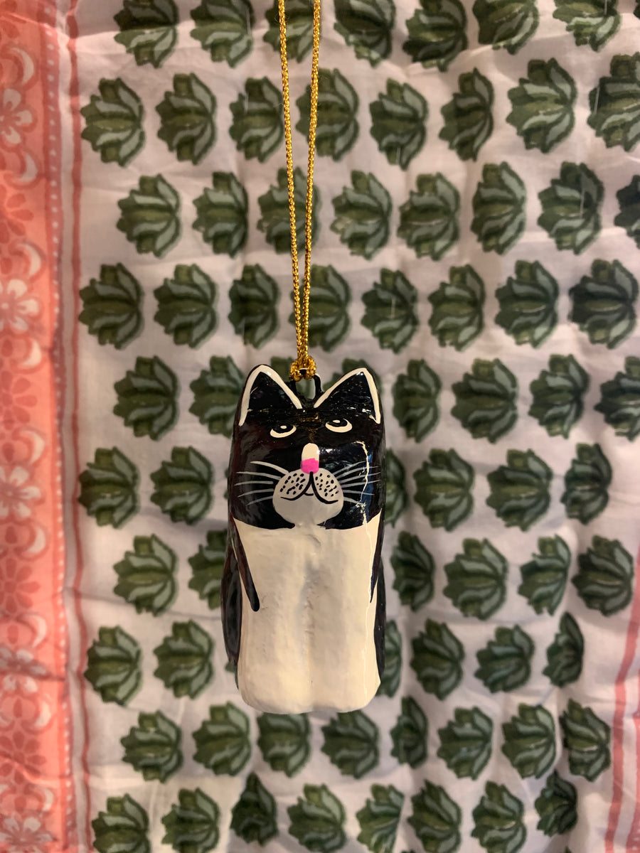 Fair Trade Paper Mache Cat Decoration - Fair Trade Kashmiri Christmas Ornament