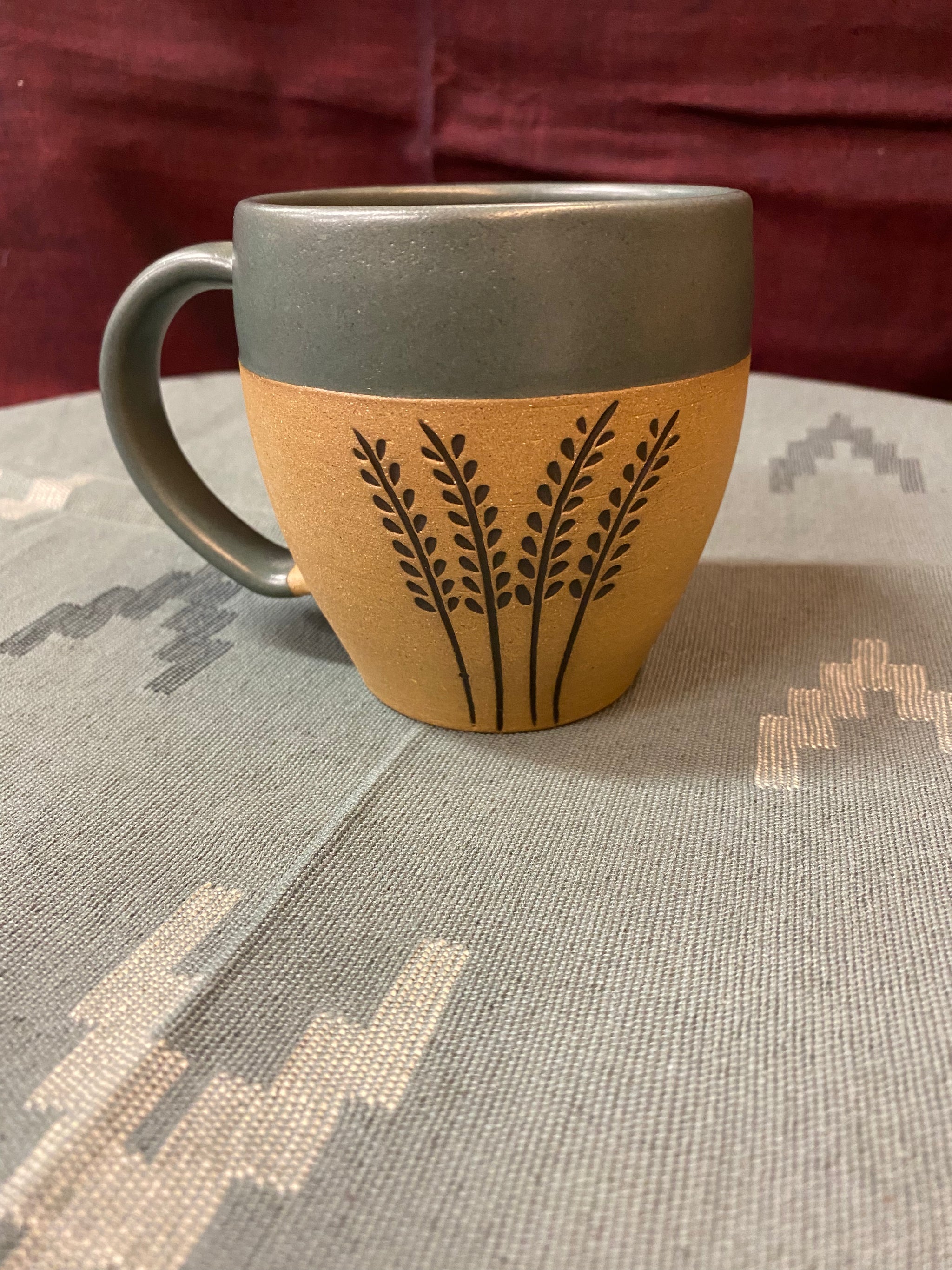 Wheat Stoneware Mug – Fair Trade Handmade Ceramic Coffee Mug (Blue Grey, Nepal)