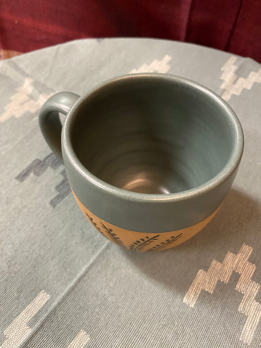 Wheat Stoneware Mug – Fair Trade Handmade Ceramic Coffee Mug (Blue Grey, Nepal)