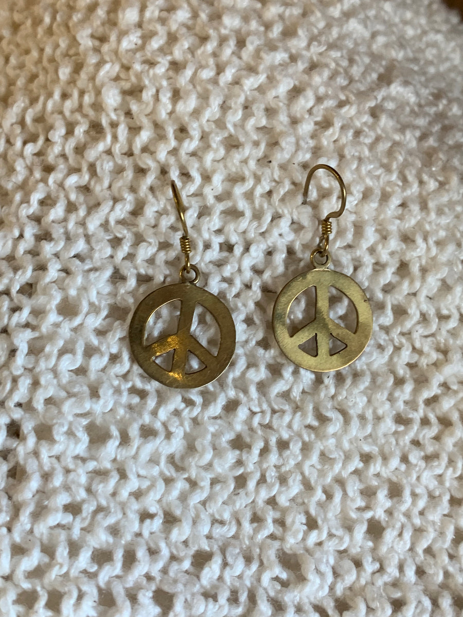 Handcrafted Brass Peace Earrings – Timeless Artisan Statement Jewellery (ACP Nepal)