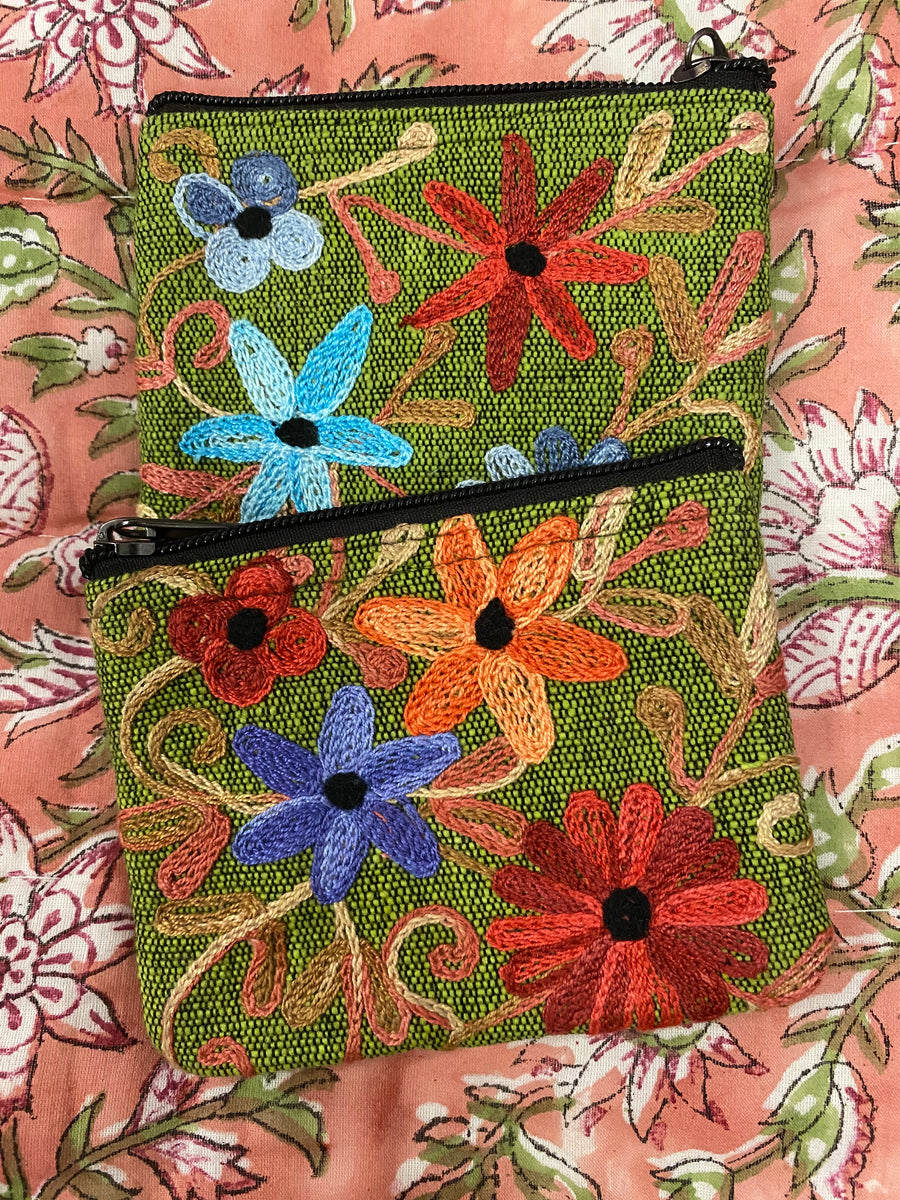 Hand Embroidered Coin Purse – Fair Trade Zip Pouch (Empowering Local Women Nepal)