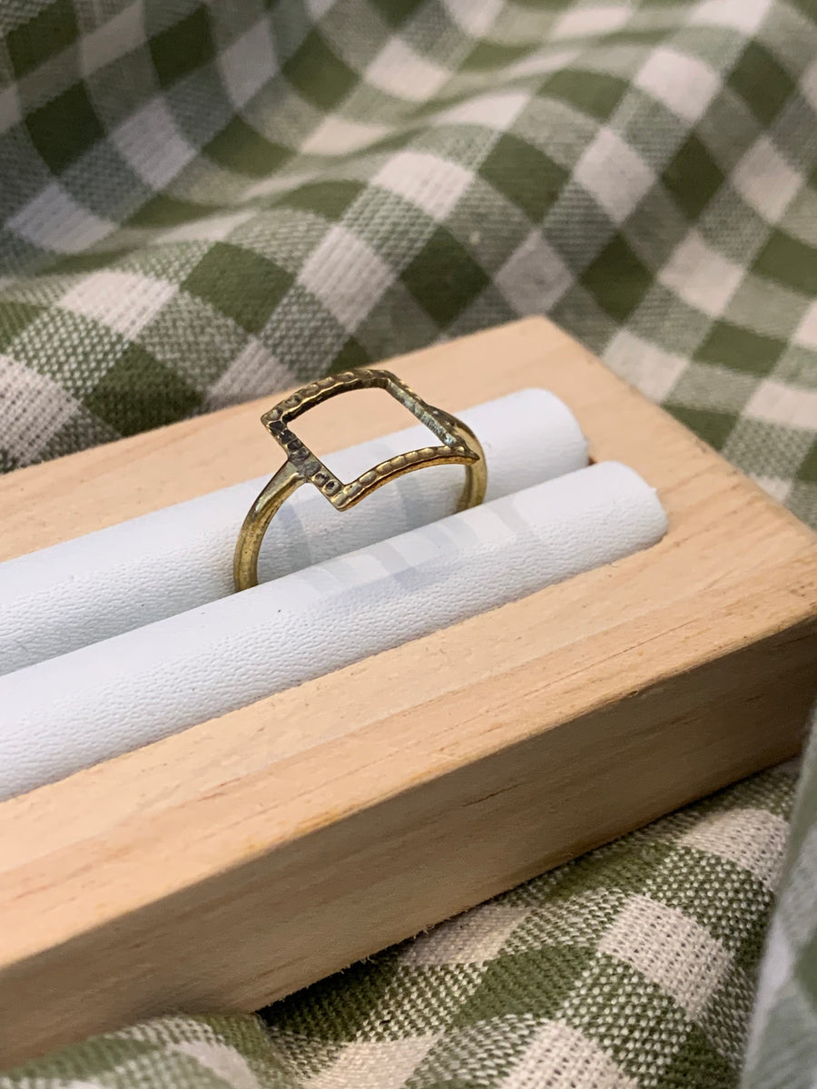 Fair Trade Handmade Hammered Square Brass Ring - ACP Nepal
