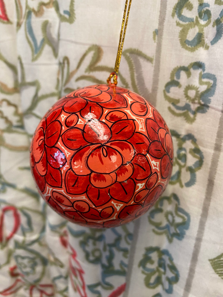 Fair Trade Painted Flower Christmas Decoration Bauble