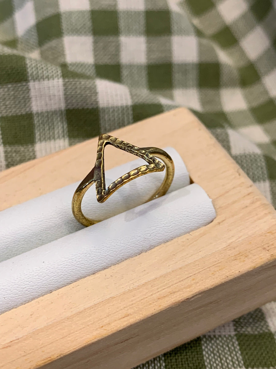 Fair Trade Handmade Hammered Triangle Fine Brass Ring - ACP Nepal