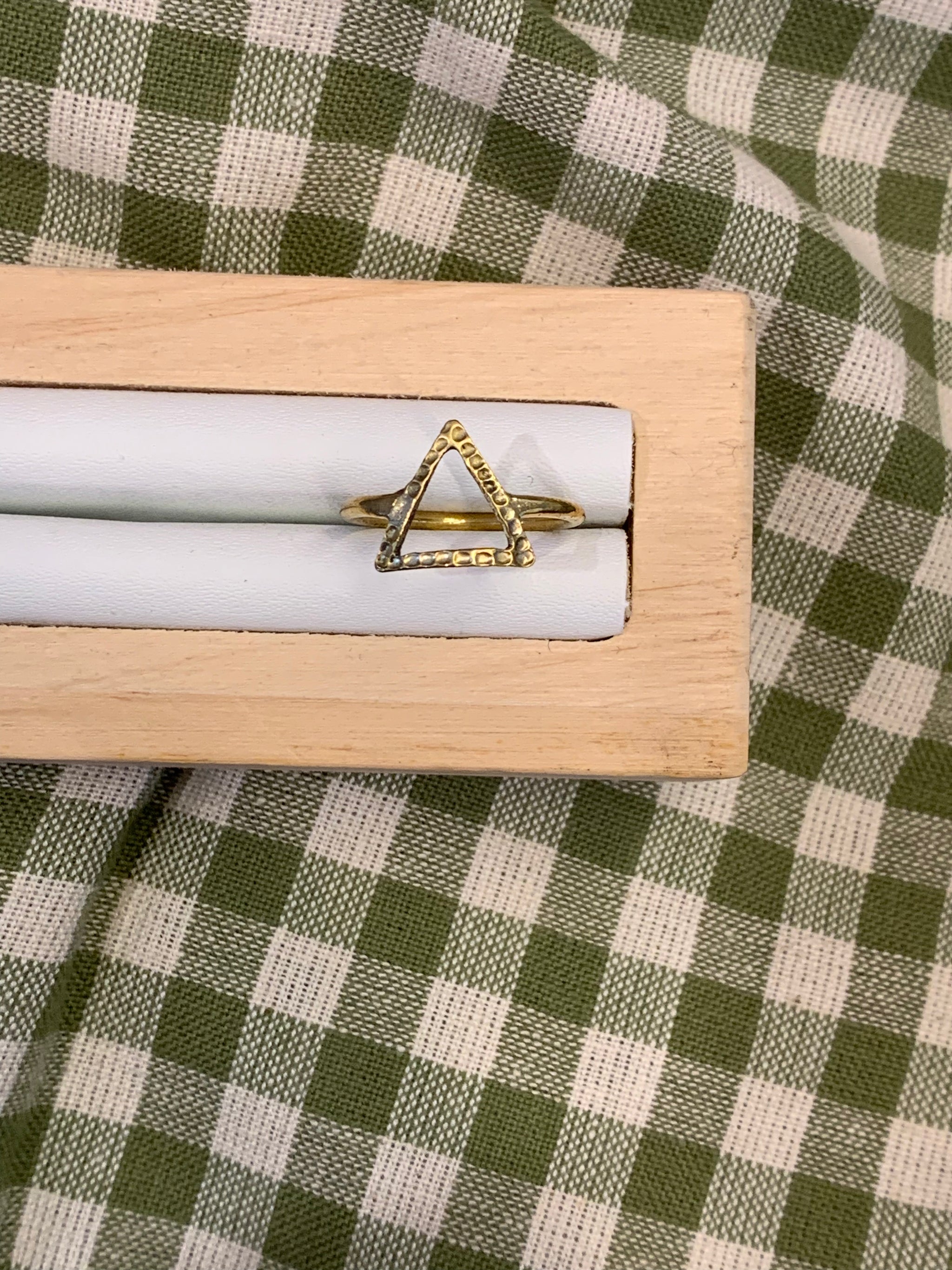 Fair Trade Handmade Hammered Triangle Fine Brass Ring - ACP Nepal