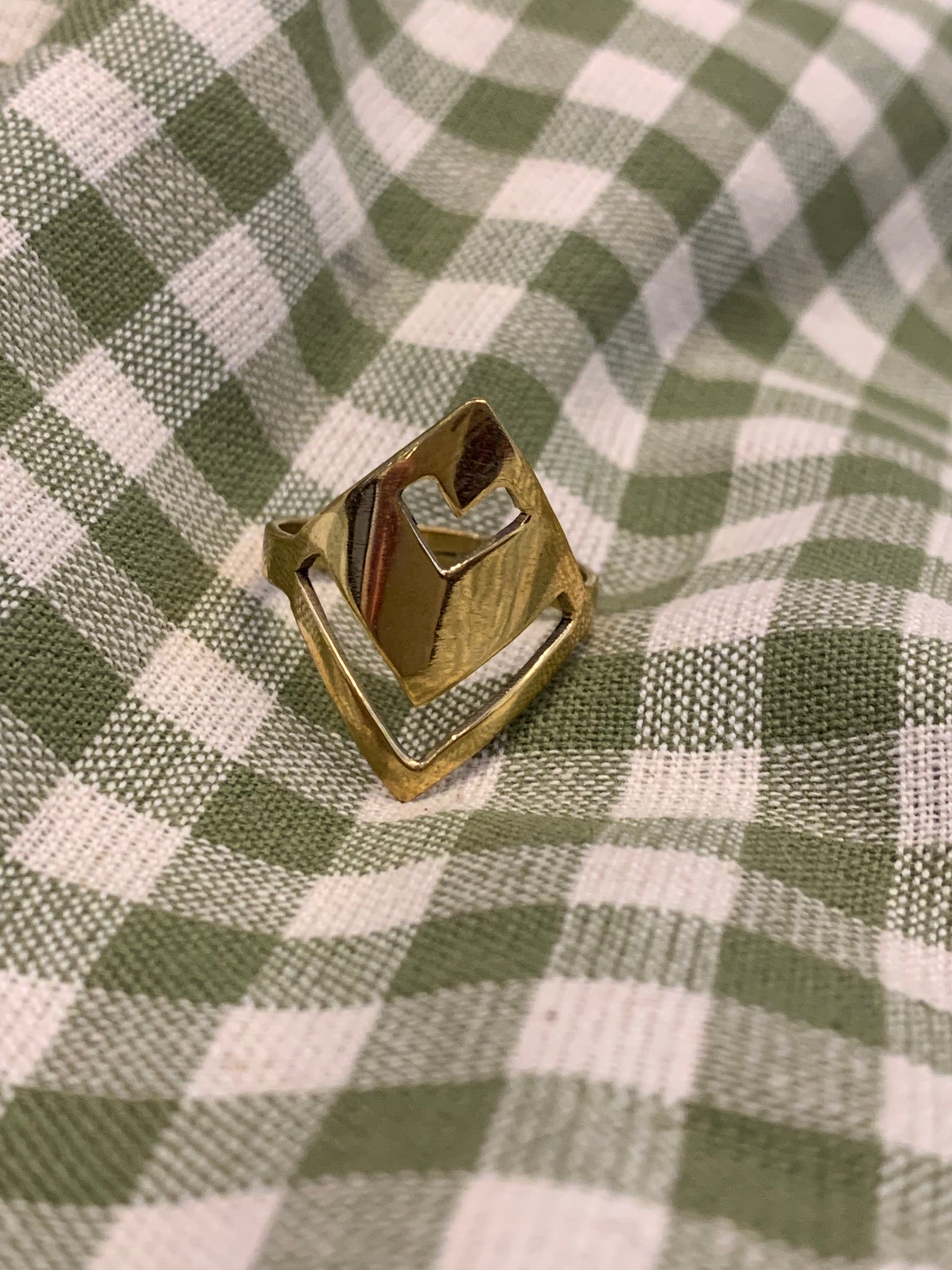 Fair Trade Handmade Geometric Statement Brass Ring - ACP Nepal