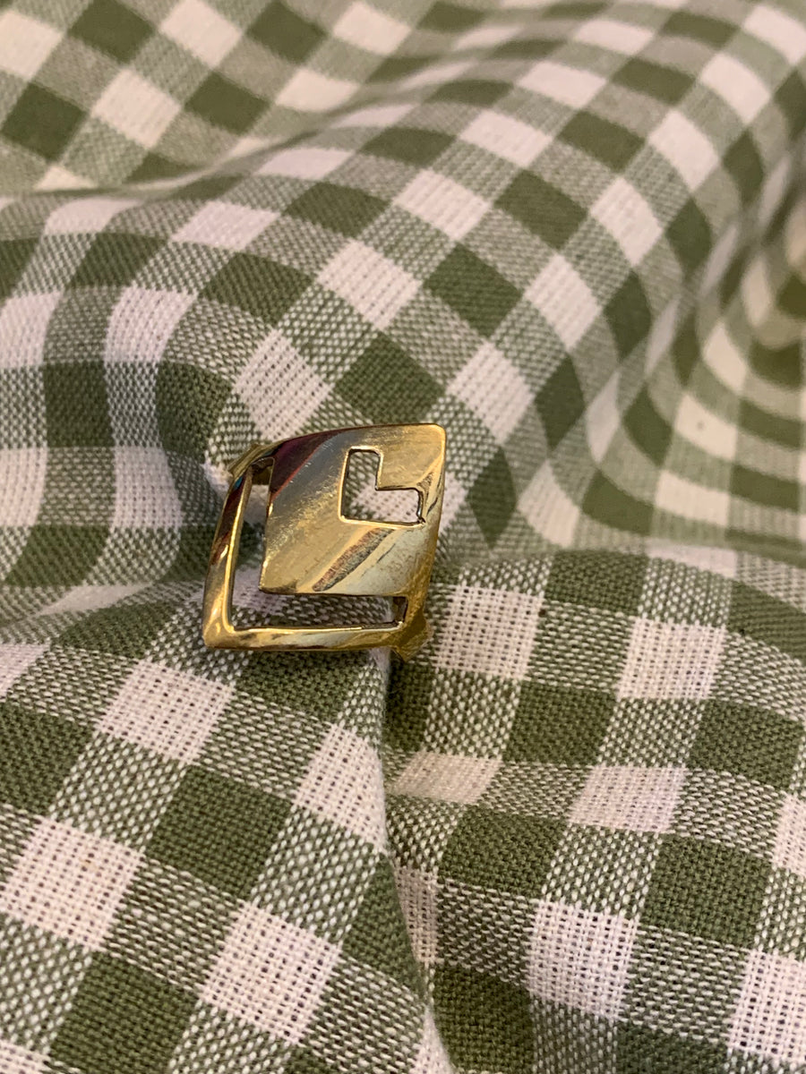 Fair Trade Handmade Geometric Statement Brass Ring - ACP Nepal