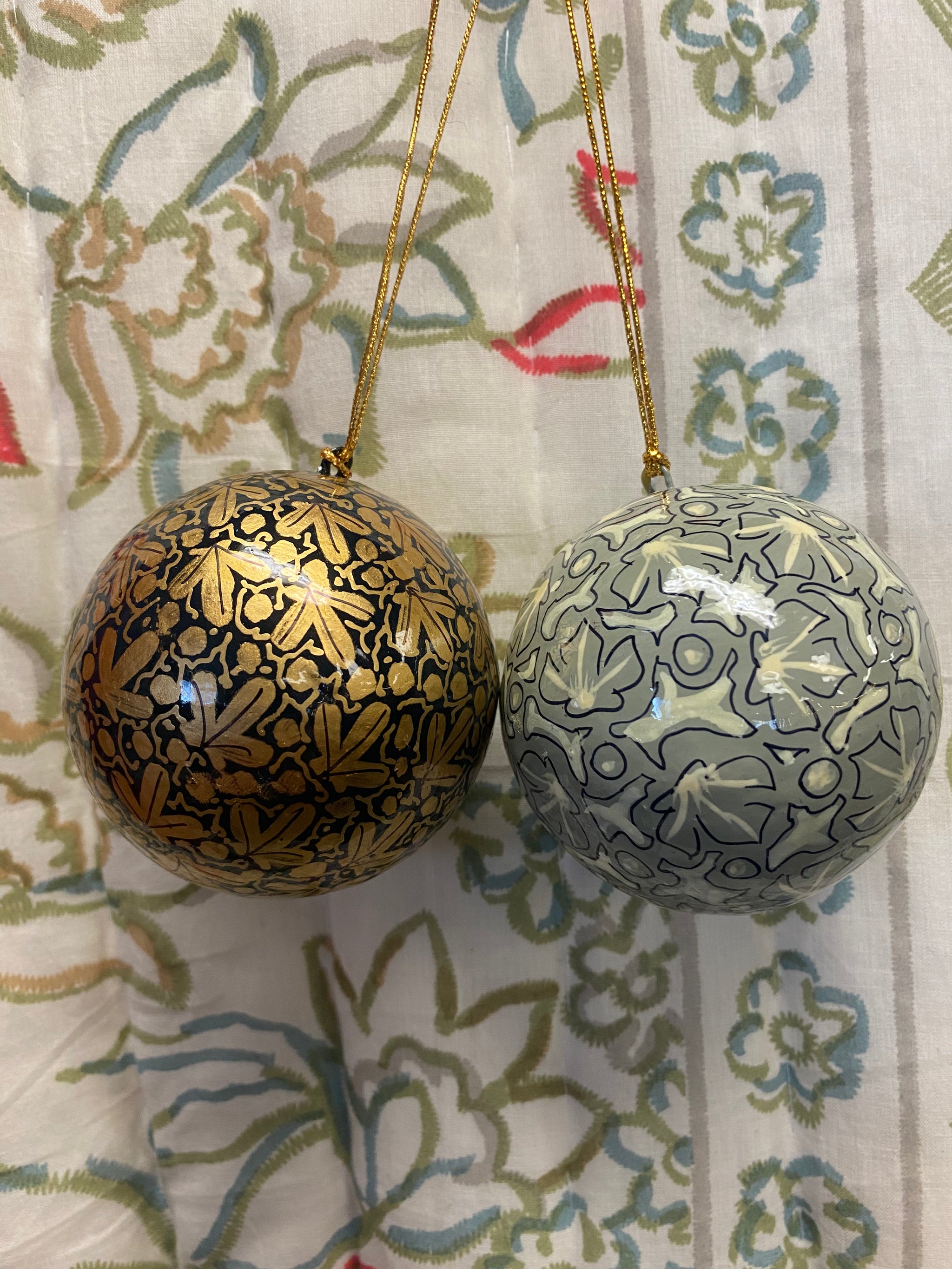 Hand Painted- Christmas Decoration-  Leaf  Design- Bauble