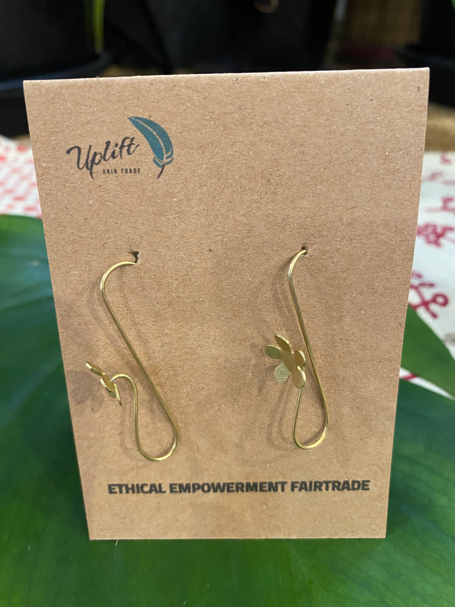 Buttercup Bloom Earrings – Brass Floral Design – Fair Trade (Sasha India)