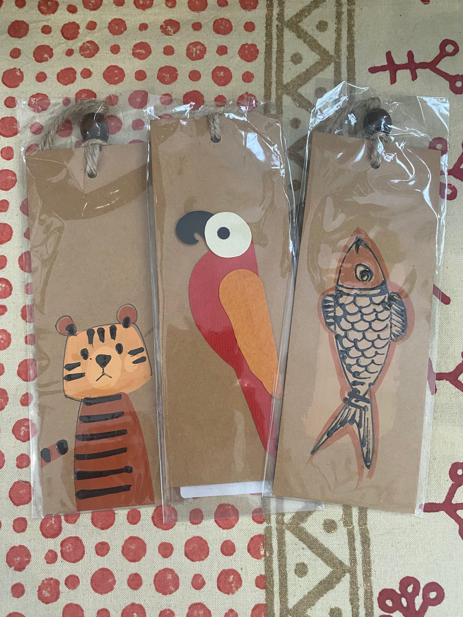 Eco Bookmark Assortment – Handcrafted Paper with Bead & String – Fair Trade (Sasha India)
