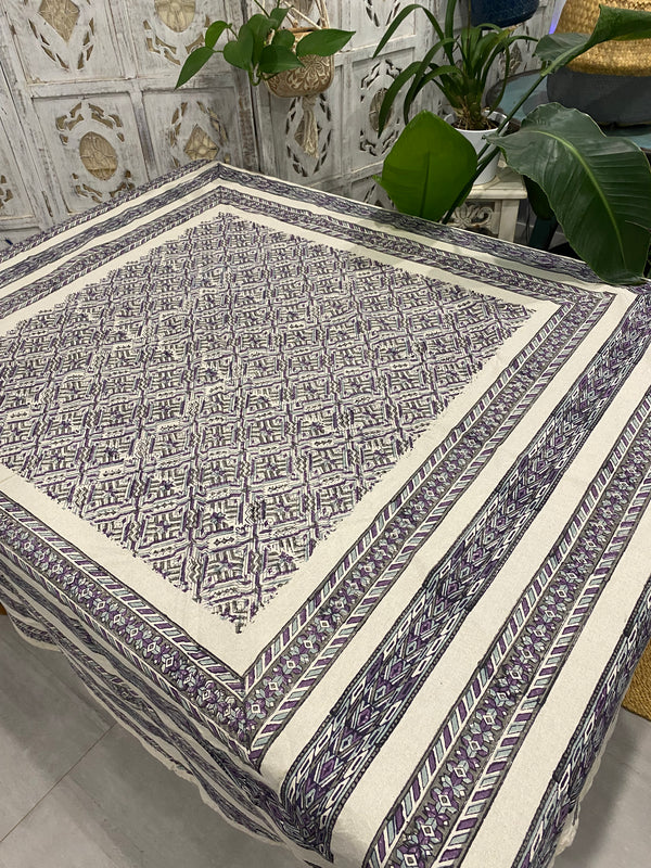 Geometric Calm Round Tablecloth – 160cm Handwoven Cotton – Fair Trade ...