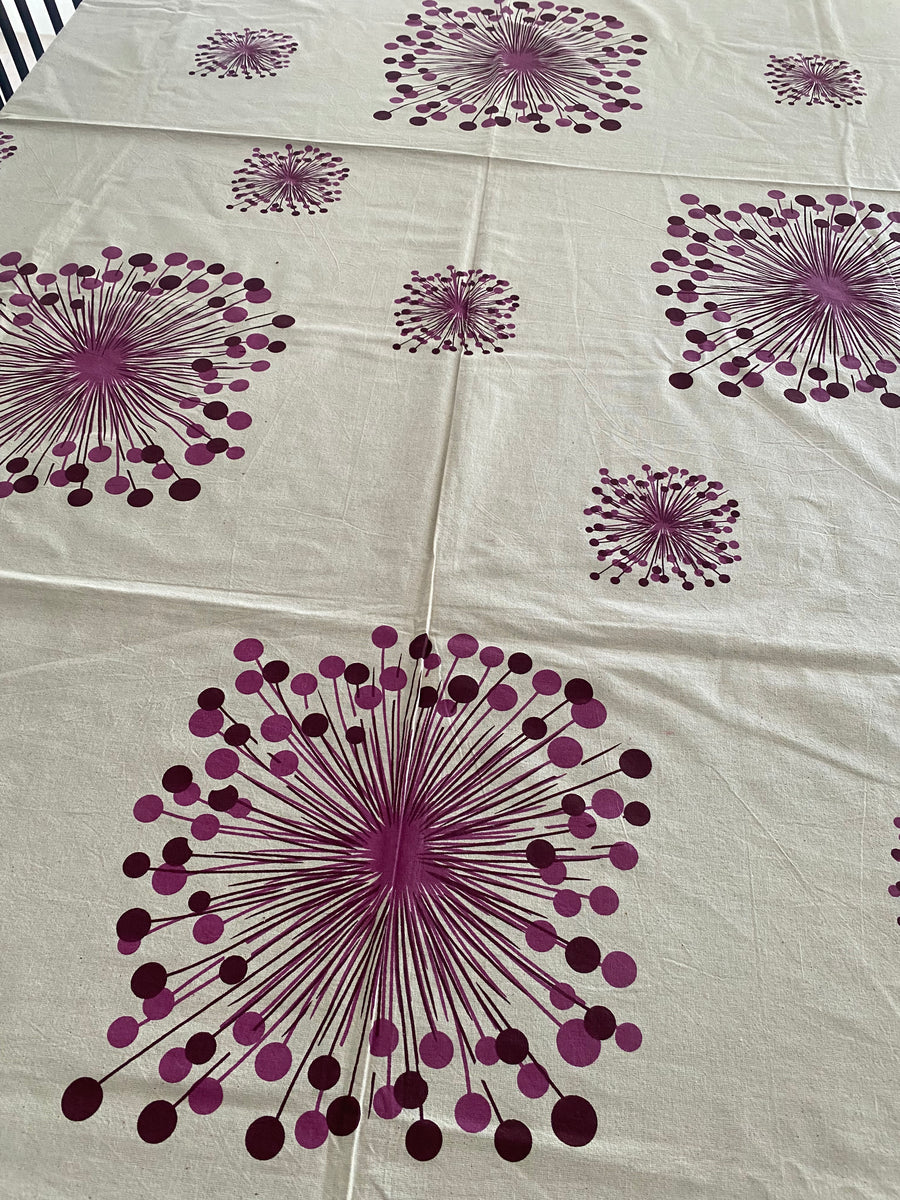 Purple Firework Block Printed Tablecloth – 100% Cotton, 6–8 Seater – Fair Trade (Sasha India)
